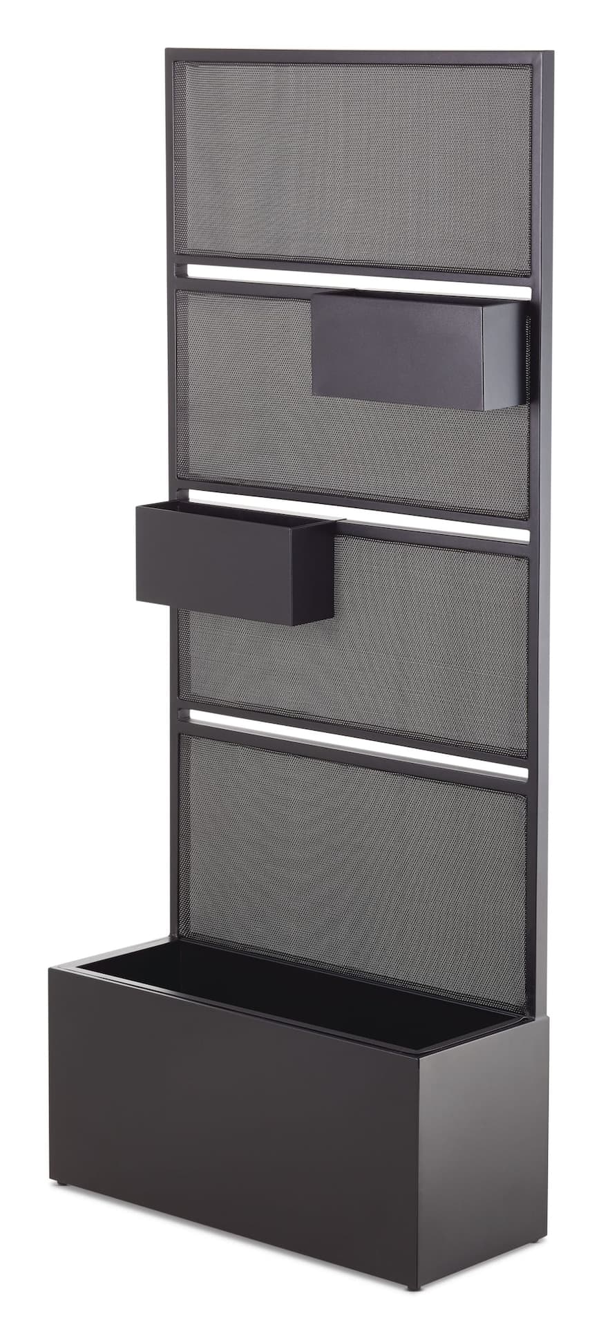 CANVAS Steel Frame Privacy Screen w/ Planters, 75 x 31.5 x 177.5 cm