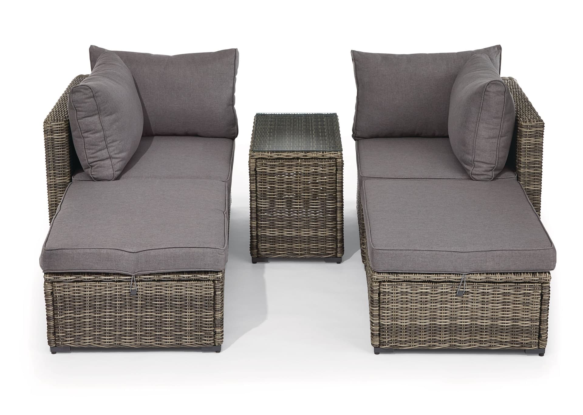 CANVAS Howe All Weather Wicker Outdoor/Patio Modular Chaise/Daybed Set with Glass Top, 5-pc