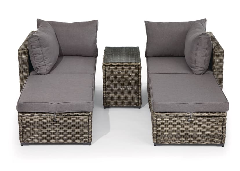 CANVAS Howe All Weather Wicker Outdoor/Patio Modular Chaise/Daybed Set with Glass Top, 5-pc