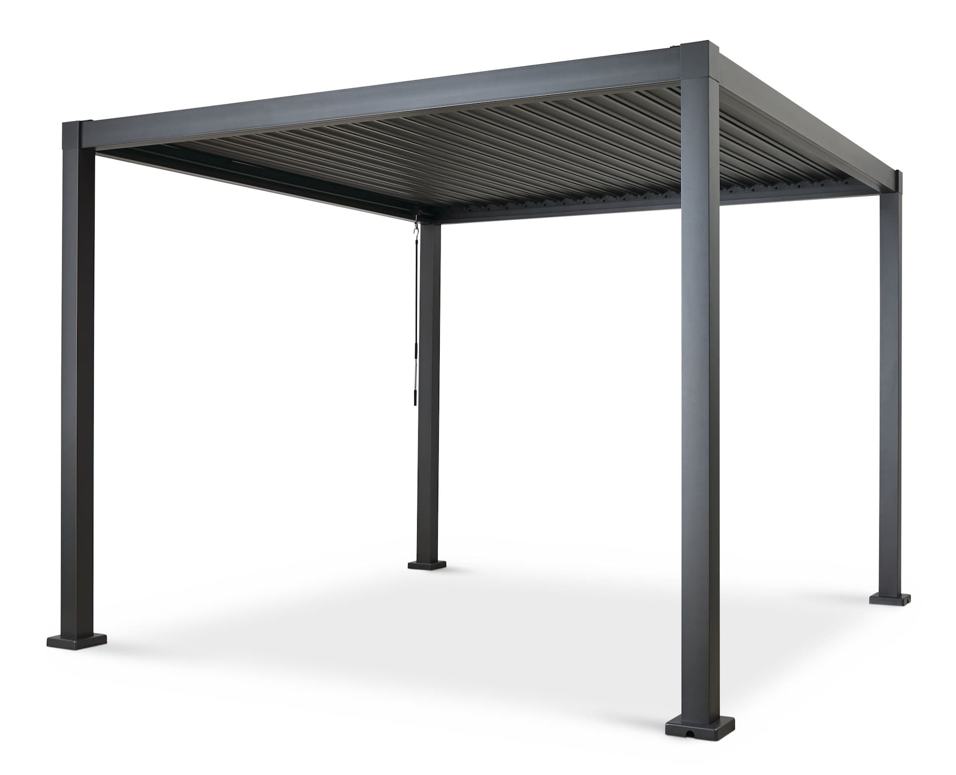 CANVAS Shoreline Adjustable Louvered Roof Outdoor/Patio Steel Hard-Top Pergola with Built-In Rain Gutter, Slate Grey, 10-ft x 10-ft