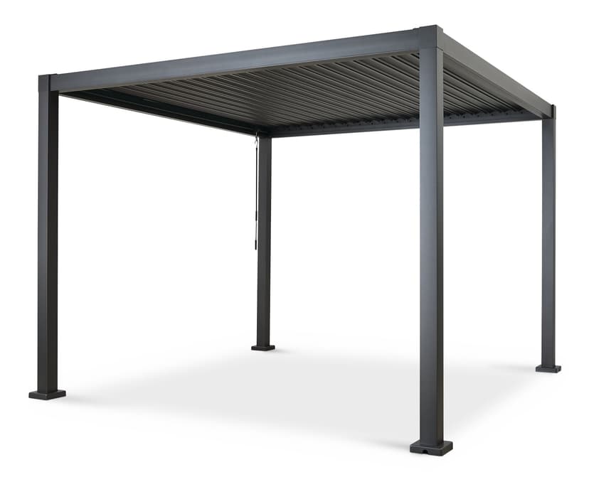 CANVAS Shoreline Adjustable Louvered Roof Outdoor/Patio Steel Hard-Top Pergola with Built-In Rain Gutter, Slate Grey, 10-ft x 10-ft