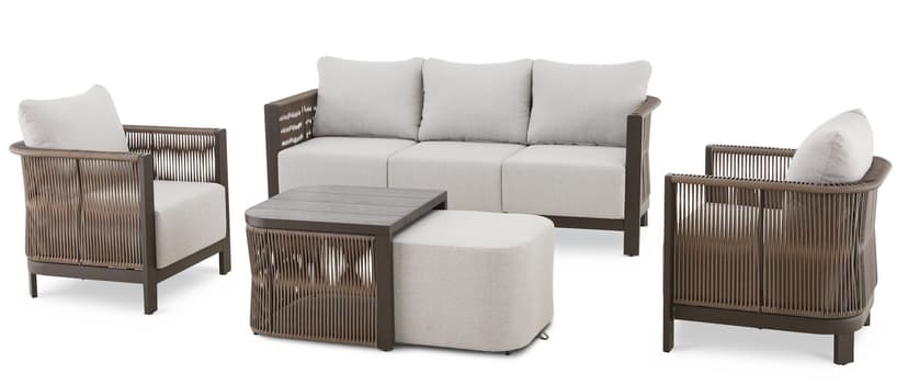 CANVAS Roxboro Rope Outdoor Patio Conversation Set with Deep Seat Cushions, Brown, 5-pc