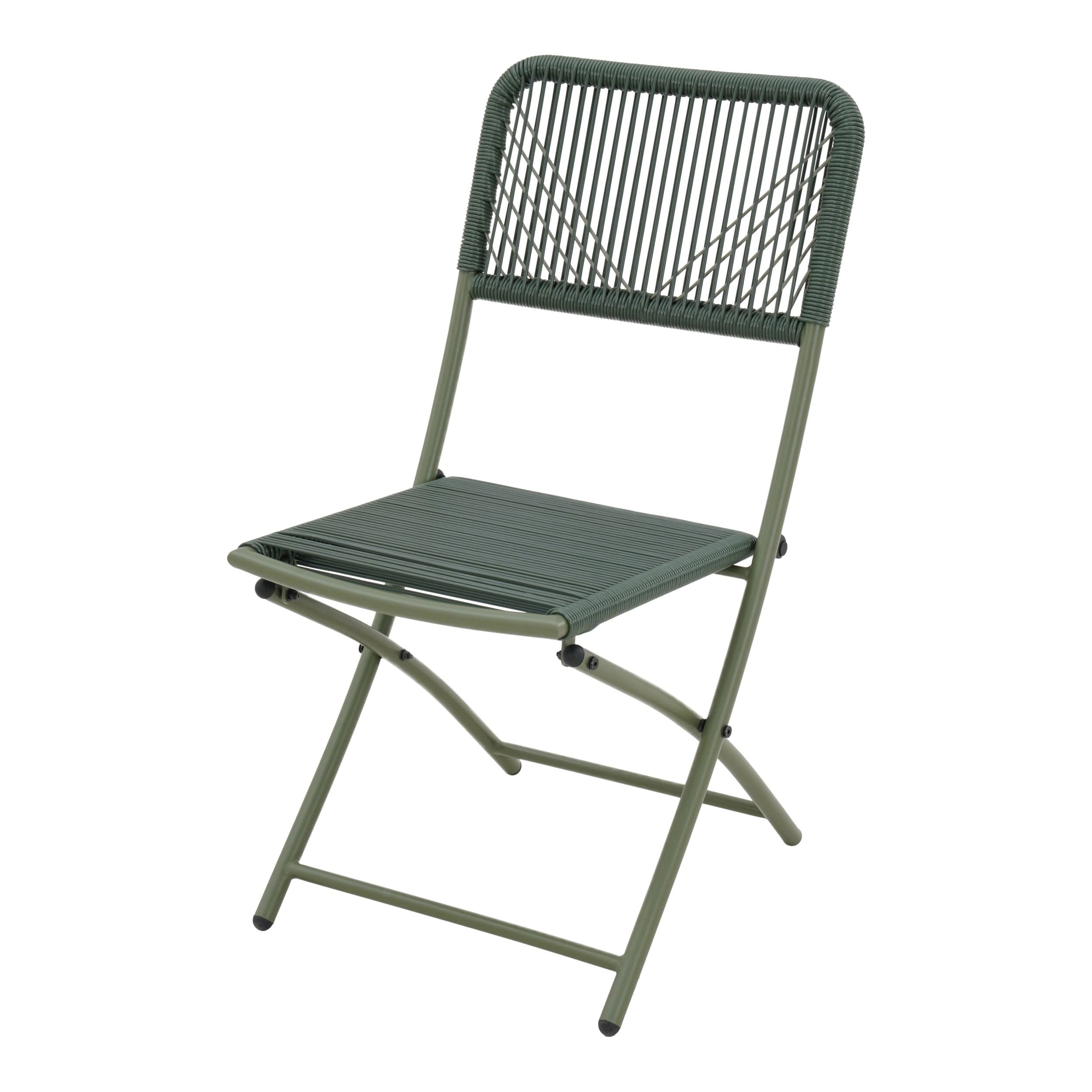 FOR LIVING Finch Rope Wicker Foldable Outdoor Patio Chair, Sage Green