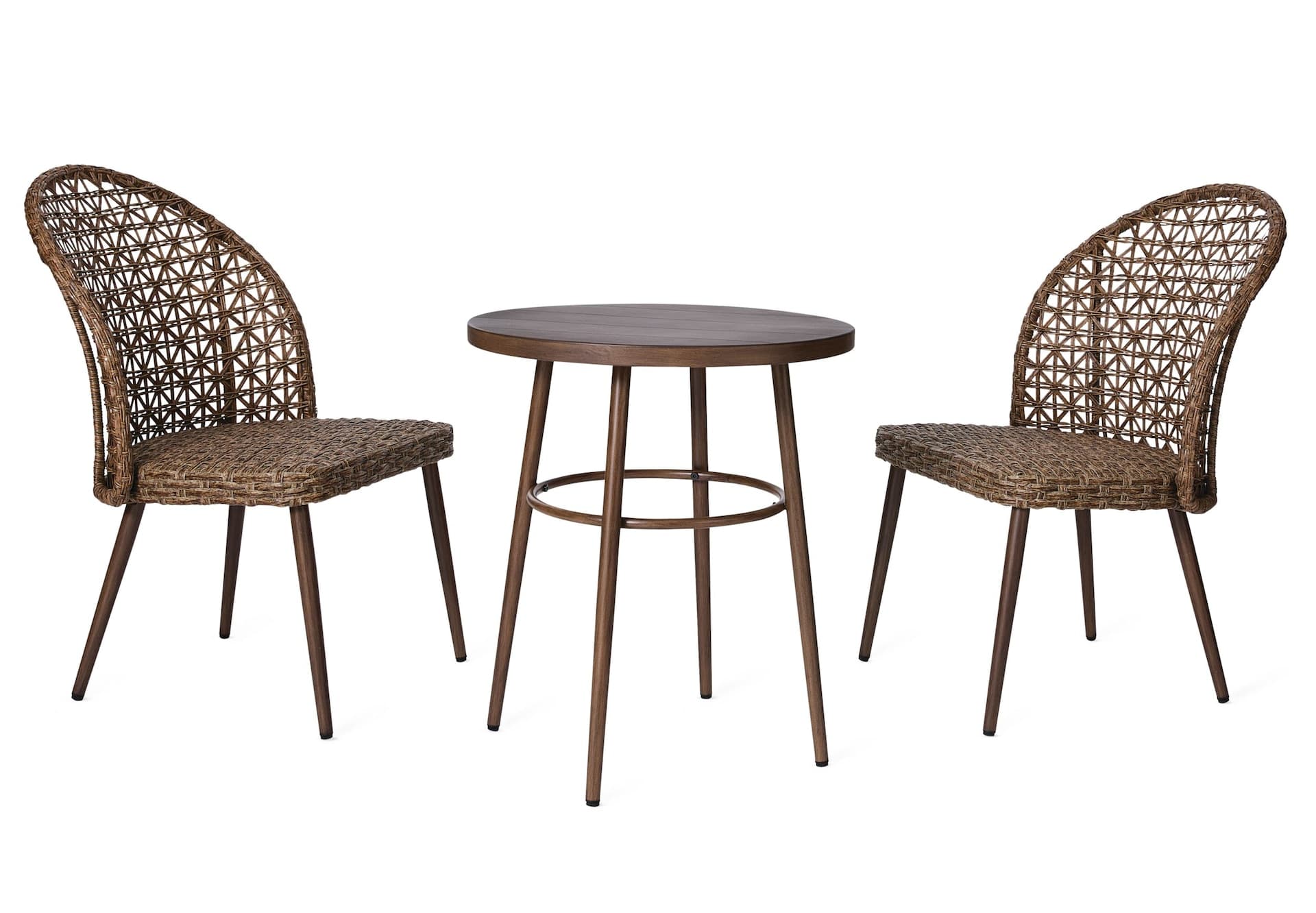 CANVAS Grayling Wicker Outdoor Patio Chat Set with Padded Cushions, Brown, 3-pc
