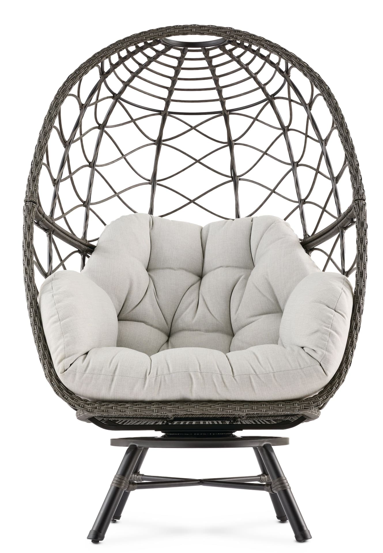 CANVAS Sydney All-Weather Wicker Outdoor Patio Swivel Egg Chair with Cushion, Black