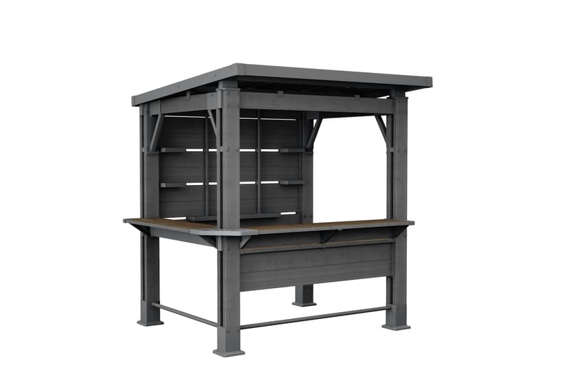 Keter UV-Protected Outdoor/Patio Resin Bar Gazebo with Hard Top Shade Roof, Rosewood Brown, 7.5-ft x 6.5-ft