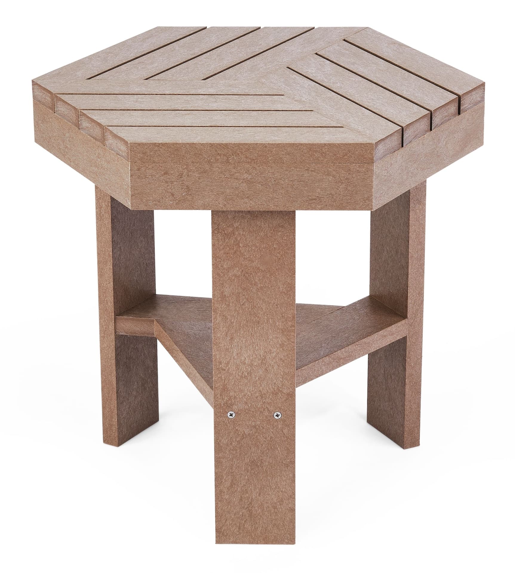 CANVAS Arrowhead Hexagonal UV & Rust-Resistant Outdoor Side Table, 16.4 x 19 x 18-in, Walnut