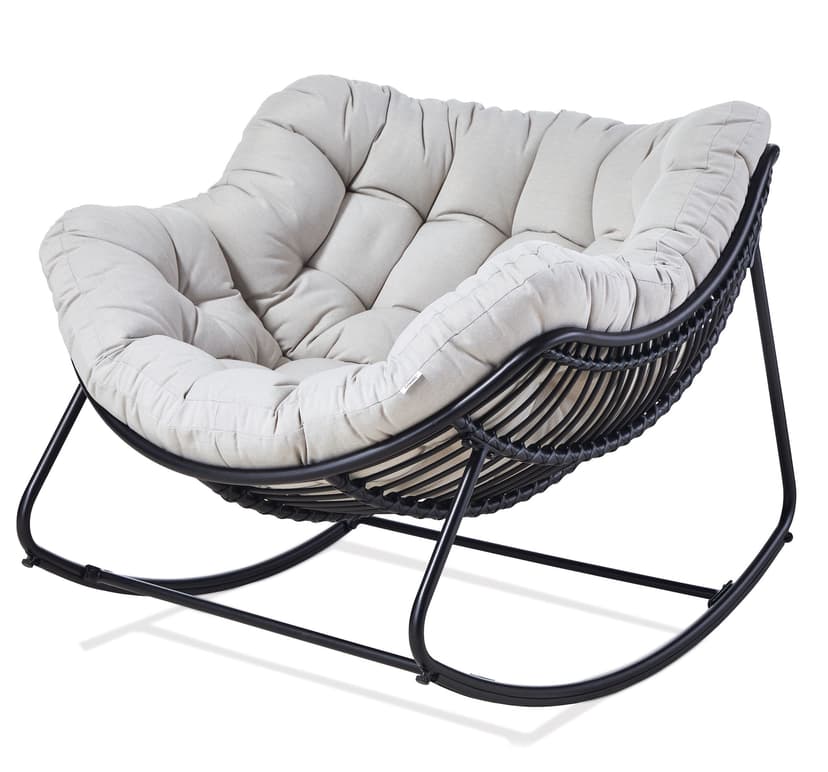CANVAS Cove All-Weather Steel & Wicker Outdoor/Patio Rocking Chair with Large UV-Resistant Cushion