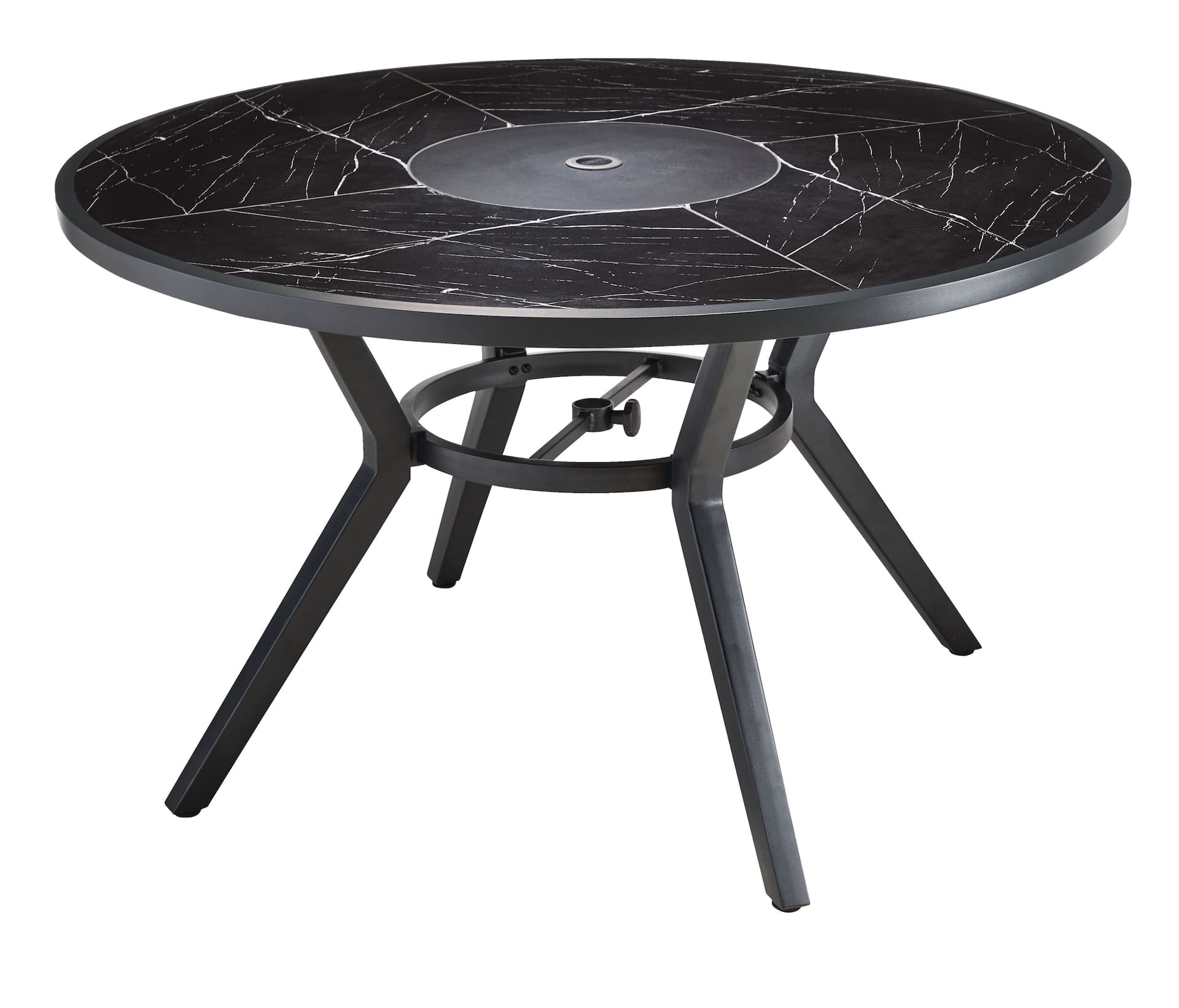CANVAS Jasper Tile Tabletop Marble Finish Aluminum Frame Outdoor Patio Dining Table, 29-in