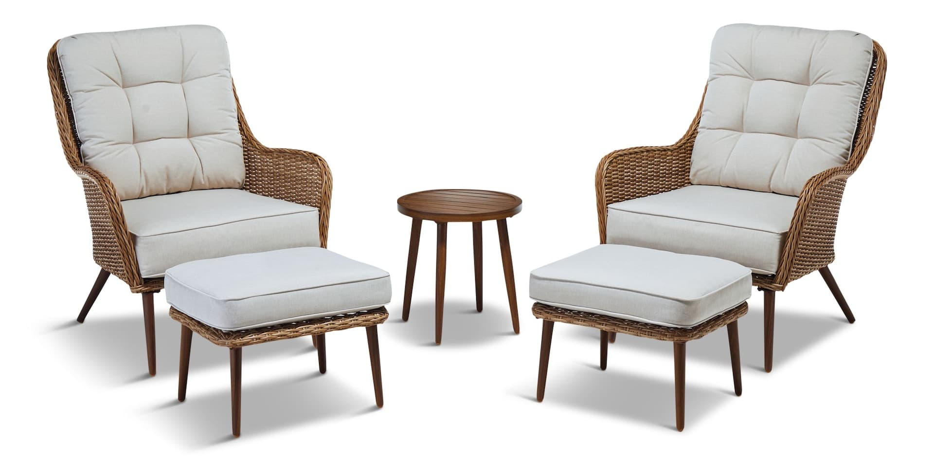 CANVAS Pelly All-Weather Steel & Wicker Outdoor/Patio/Balcony Chat Set, 5-pc
