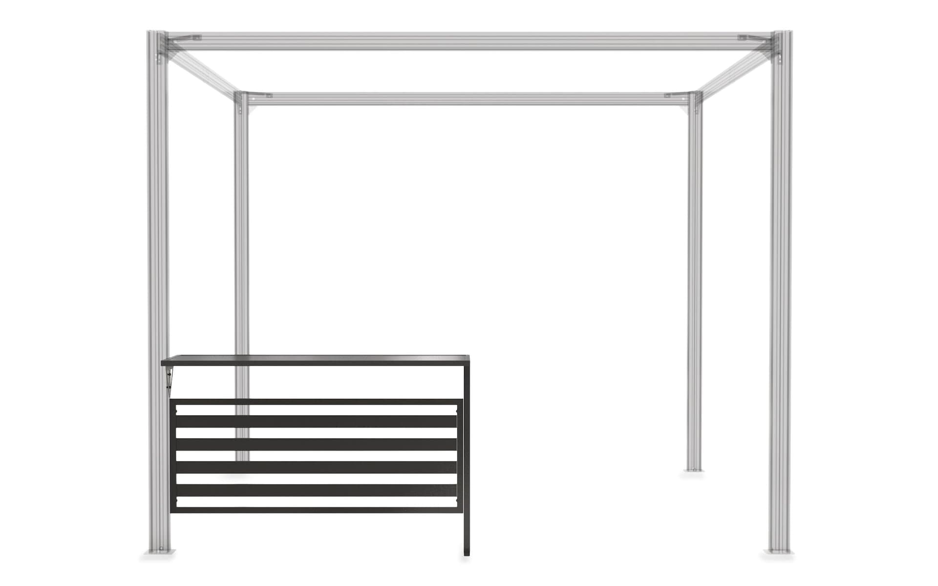 CANVAS Horizon Steel Frame Modular Outdoor Pergola Bar Counter, Black