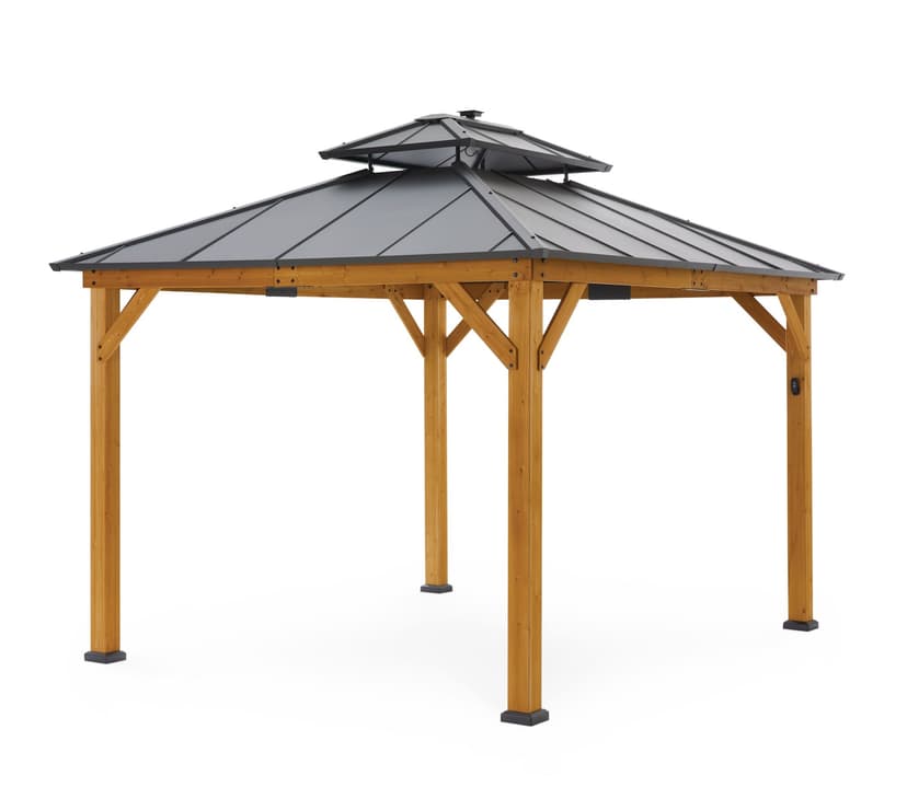 CANVAS Aurora Outdoor/Patio Wood Gazebo, Black, FSC Certified, 10x12-ft