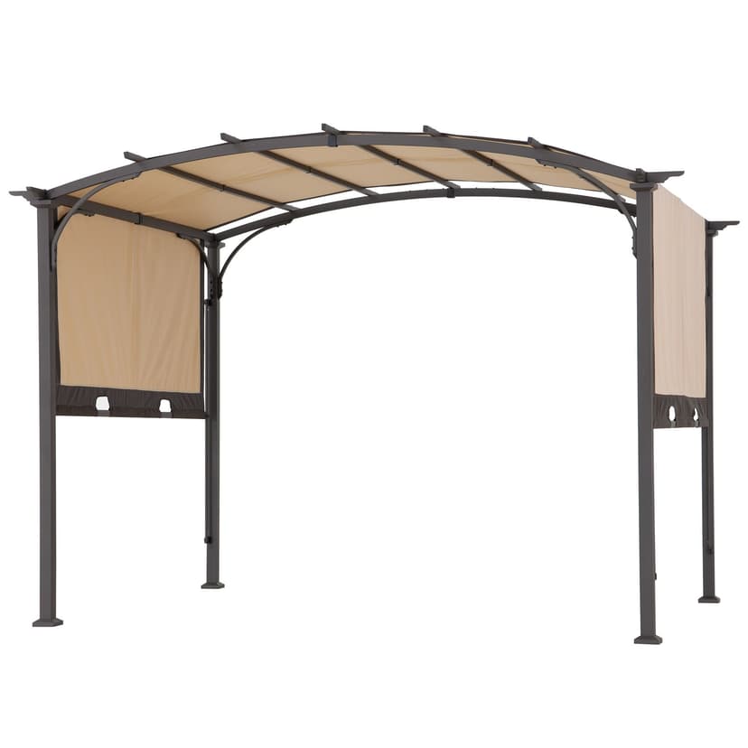Sunjoy Outdoor Steel Pergola with Adjustable Shade, 134.6 x 112.8 x 93.7-in