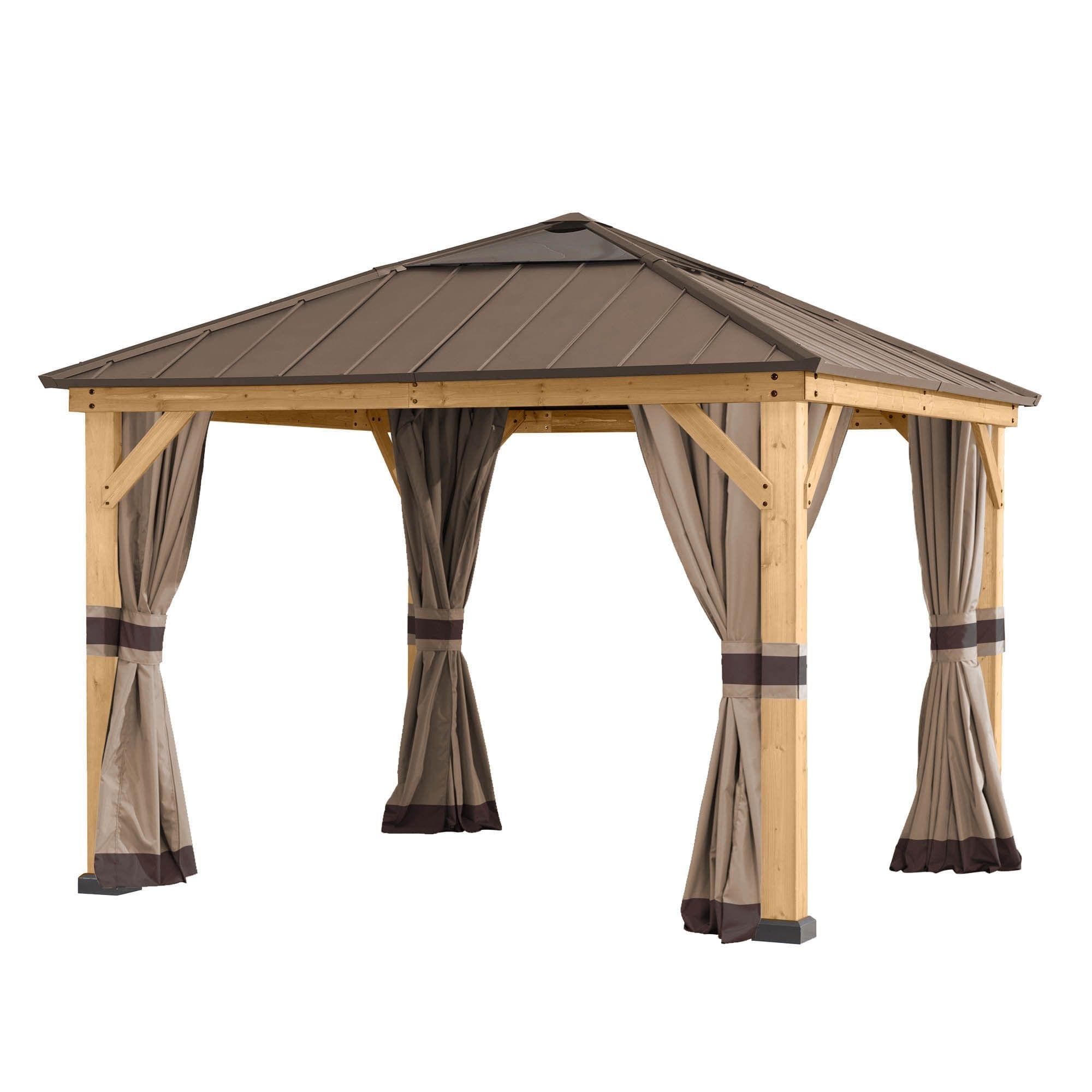 Sunjoy Universal Weather-Resistant Curtains for Wood-Framed Gazebos, 11 x 11-ft