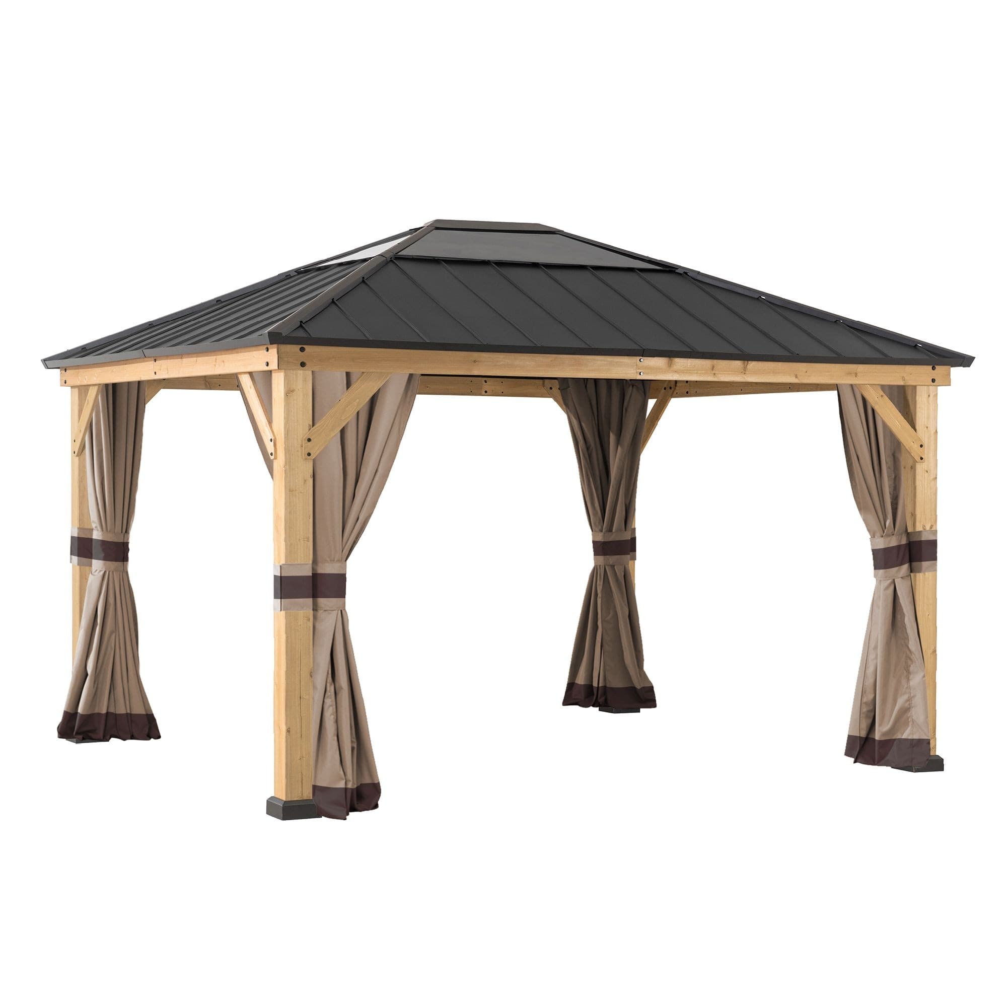 Sunjoy Universal Weather-Resistant Curtains for Wood-Framed Gazebos, 13 x 15-ft