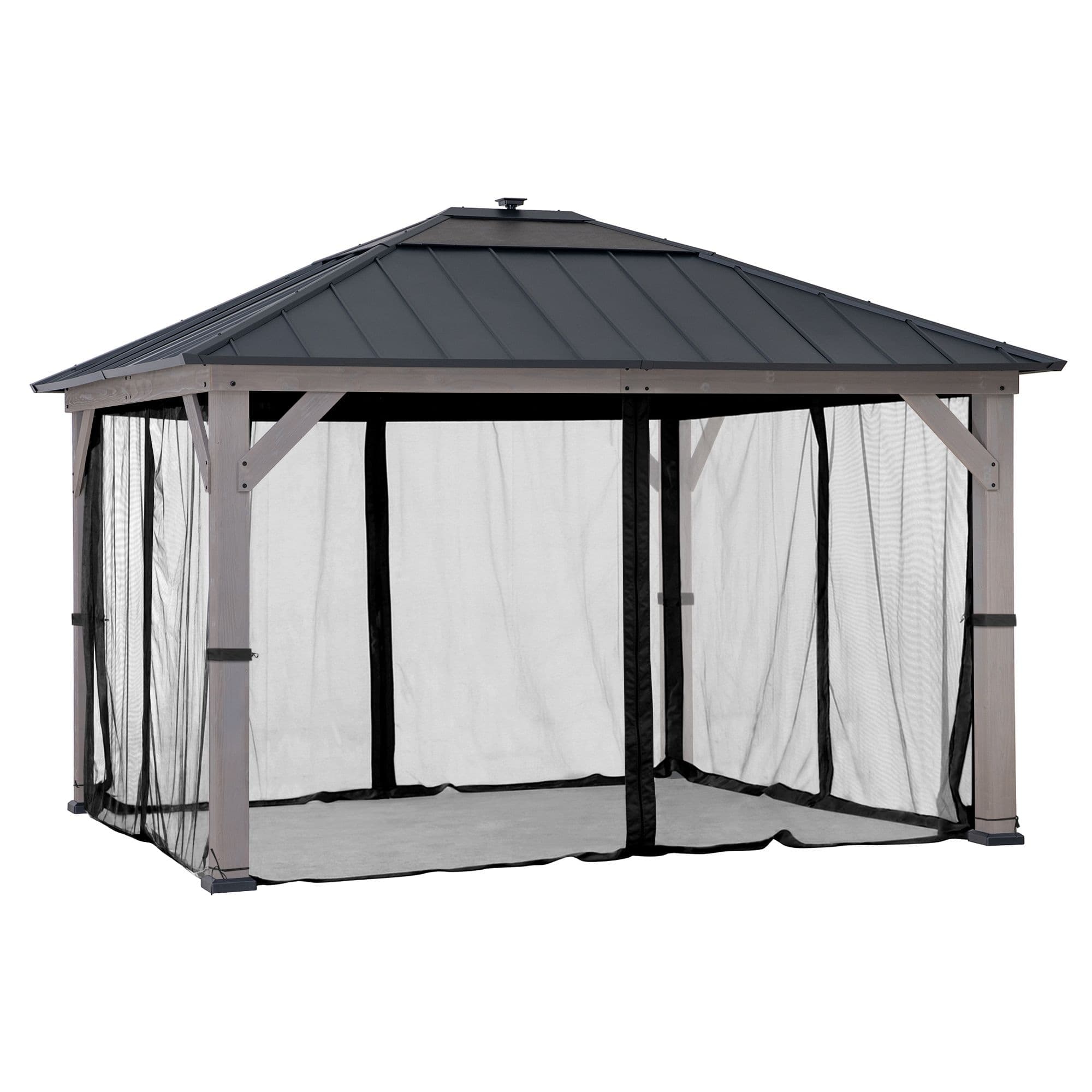 Weather-Resistant Netting for 11 x 13 Hardtop Gazebo, Black
