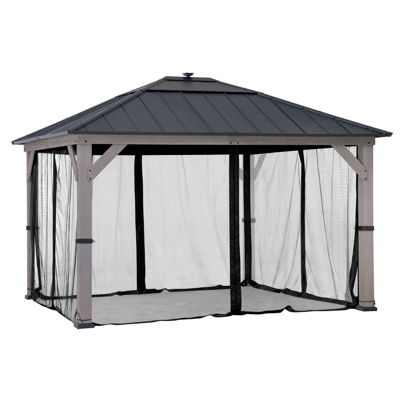 Weather-Resistant Netting for 11 x 13 Hardtop Gazebo, Black