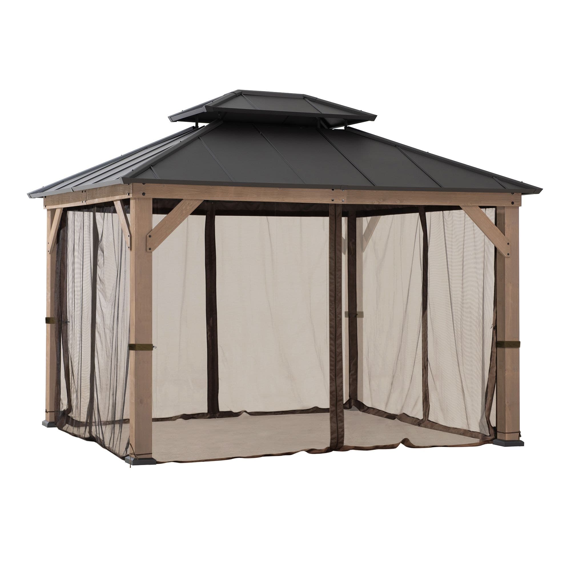 Weather-Resistant Mosquito Netting for 10 x 12-ft Hardtop Gazebo, Brown