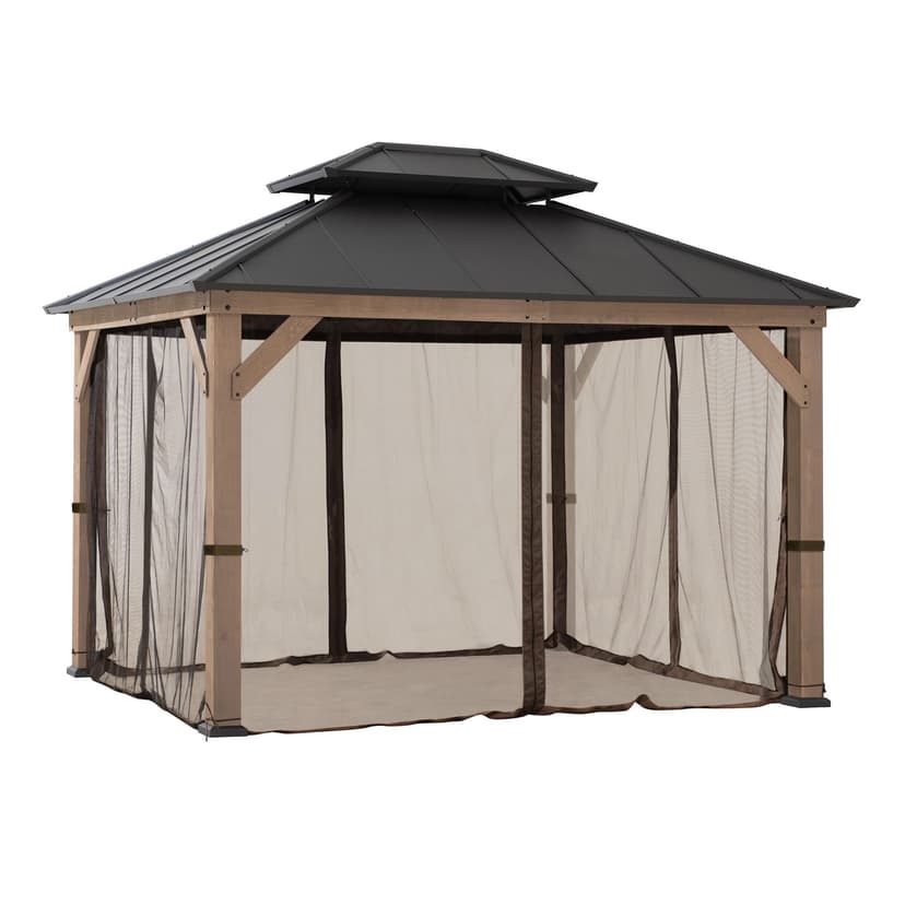 Weather-Resistant Mosquito Netting for 10 x 12-ft Hardtop Gazebo, Brown