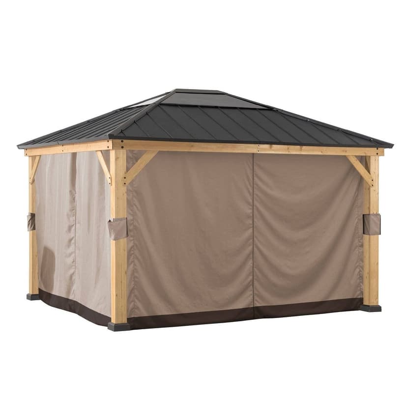 Sunjoy Universal Weather-Resistant Curtain and Mosquito Netting for Wood Gazebos