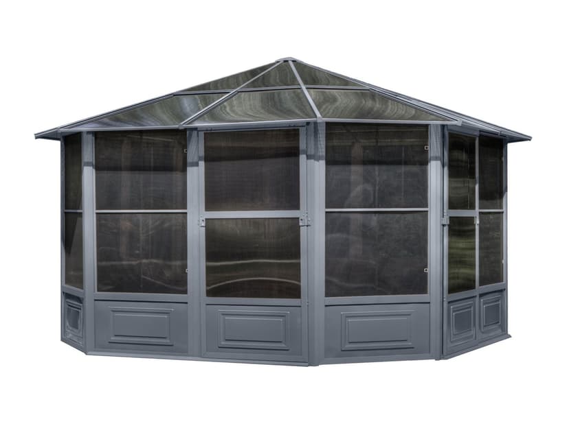 Gazebo Penguin Florence Solarium with Heavy-Duty Aluminum Frame & UV-Resistant Roof, 12-ft x 12-ft, Slate