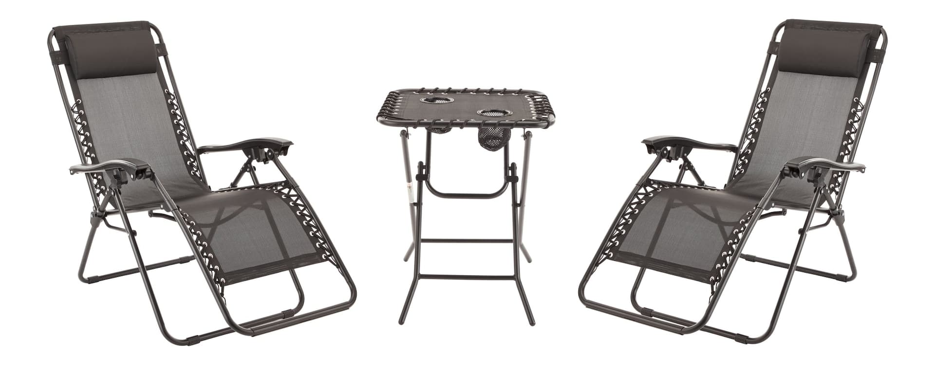 For Living Zero Gravity Outdoor/ Patio Chat Set, Grey, 3-Pc