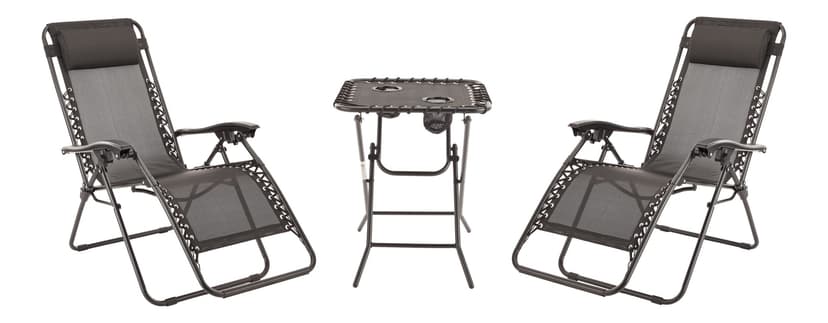 For Living Zero Gravity Outdoor/ Patio Chat Set, Grey, 3-Pc