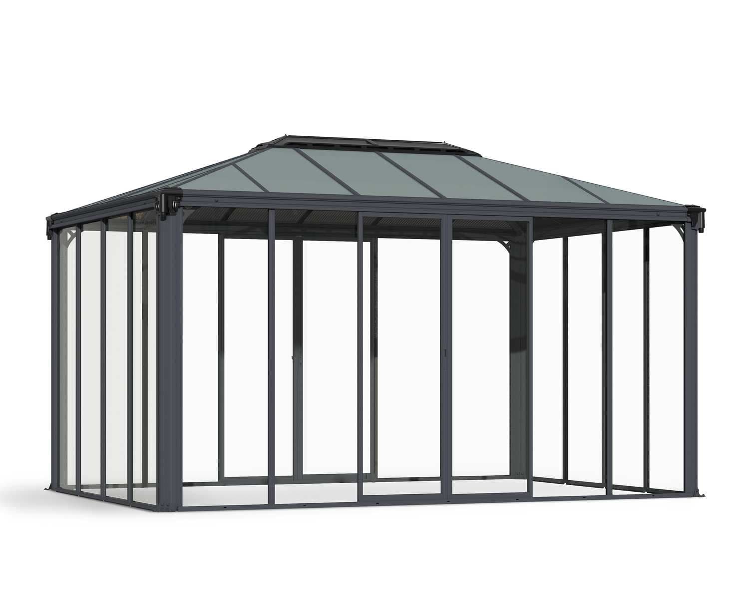 Ledro Aluminum Enclosed Gazebo with Roof Panels, Weather-Resistant, 14 x 10-ft