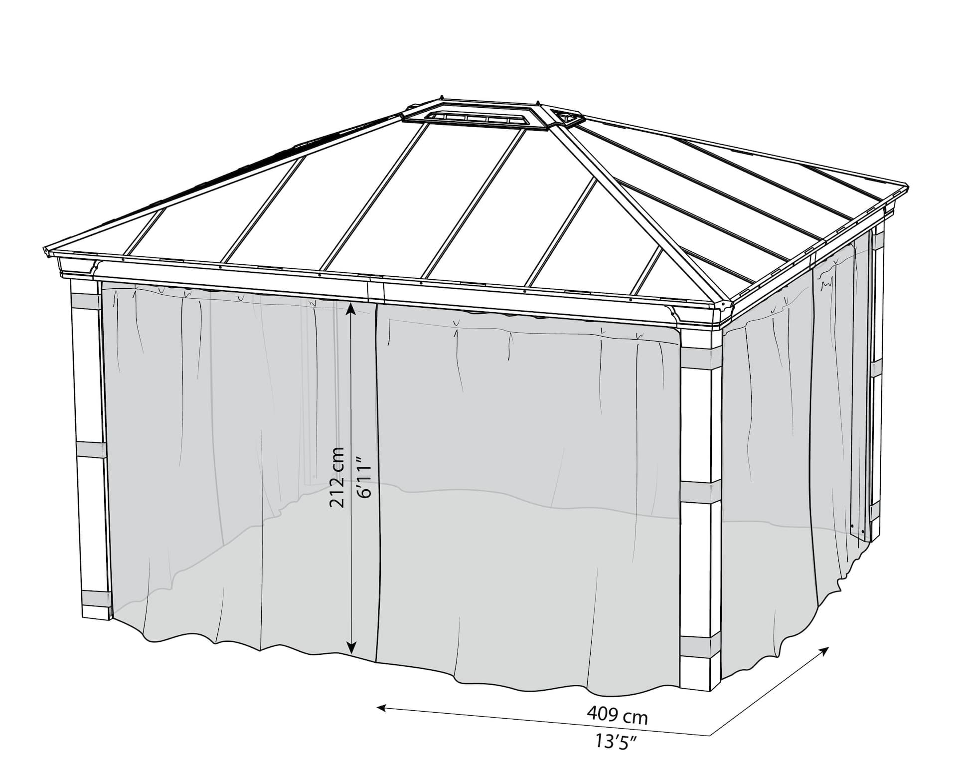 Dallas Gazebo Netting Set with 4 Screens, 12 x 14-ft, Grey