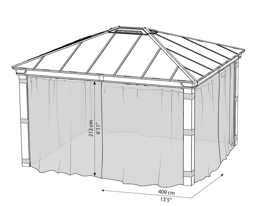 Dallas Gazebo Netting Set with 4 Screens, 12 x 14-ft, Grey