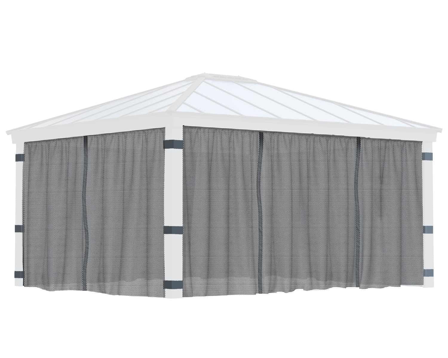 Dallas Gazebo Netting Set with 4 Screens, 14 x 16-ft, Grey