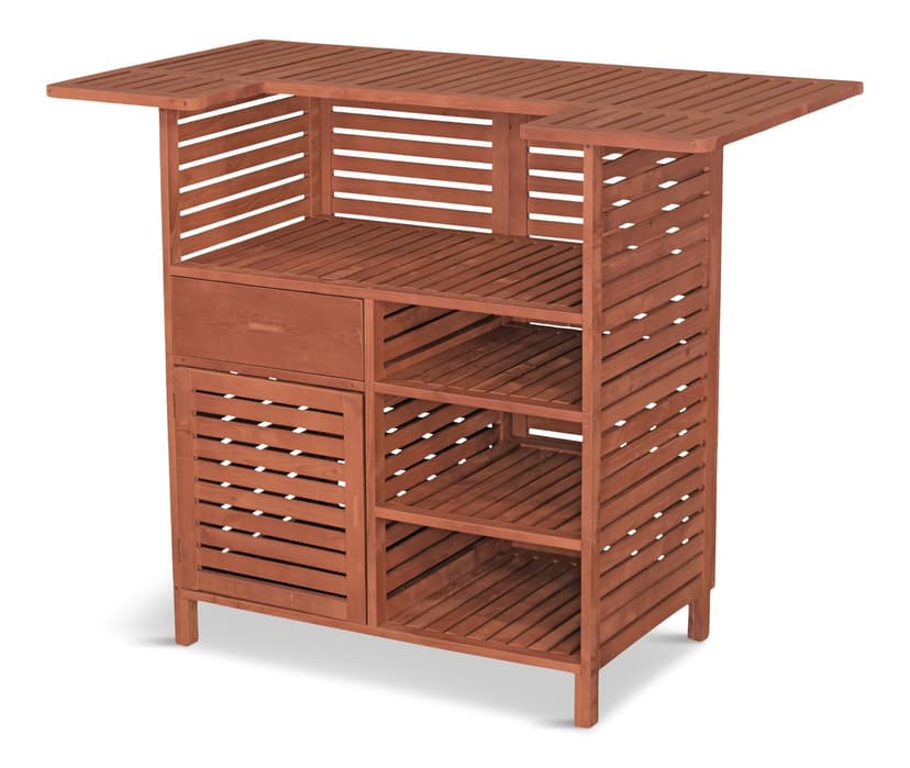 Leisure Season Portable Wood Outdoor Bar with Storage, Medium Brown, 54 x 27 x 43-in