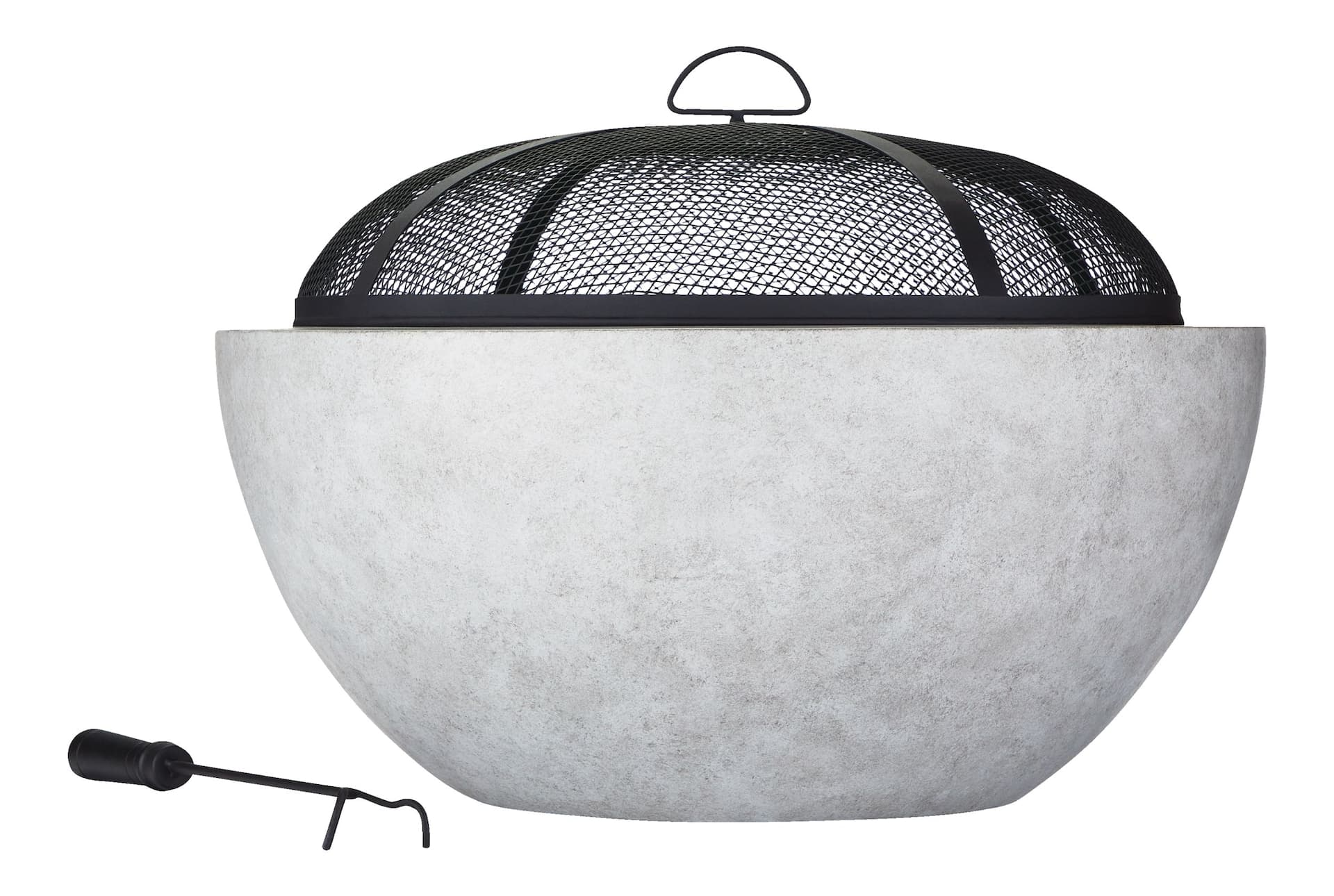 For Living Outdoor Round Steel Wood Burning Firepit with Spark Screen, 24-in