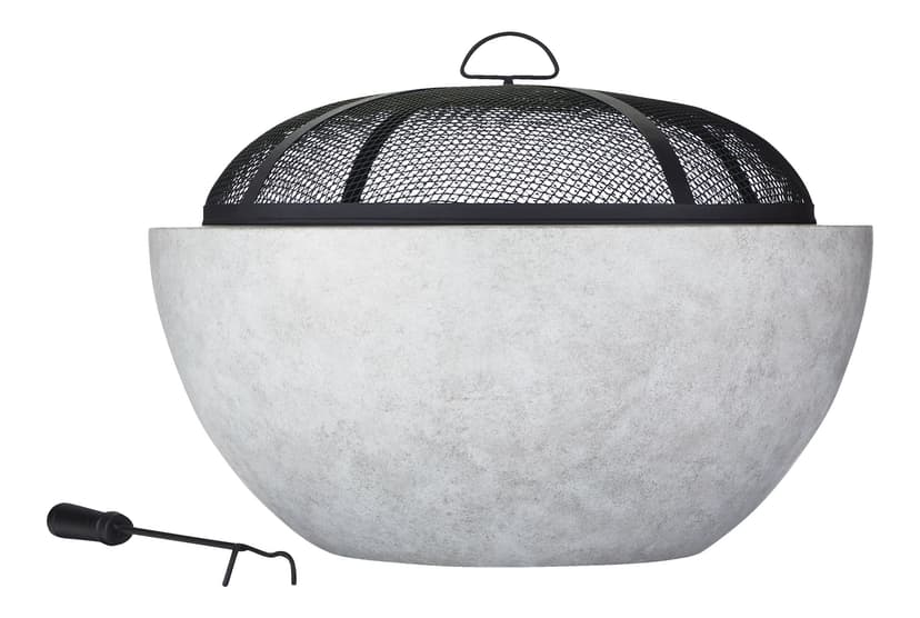 For Living Outdoor Round Steel Wood Burning Firepit with Spark Screen, 24-in