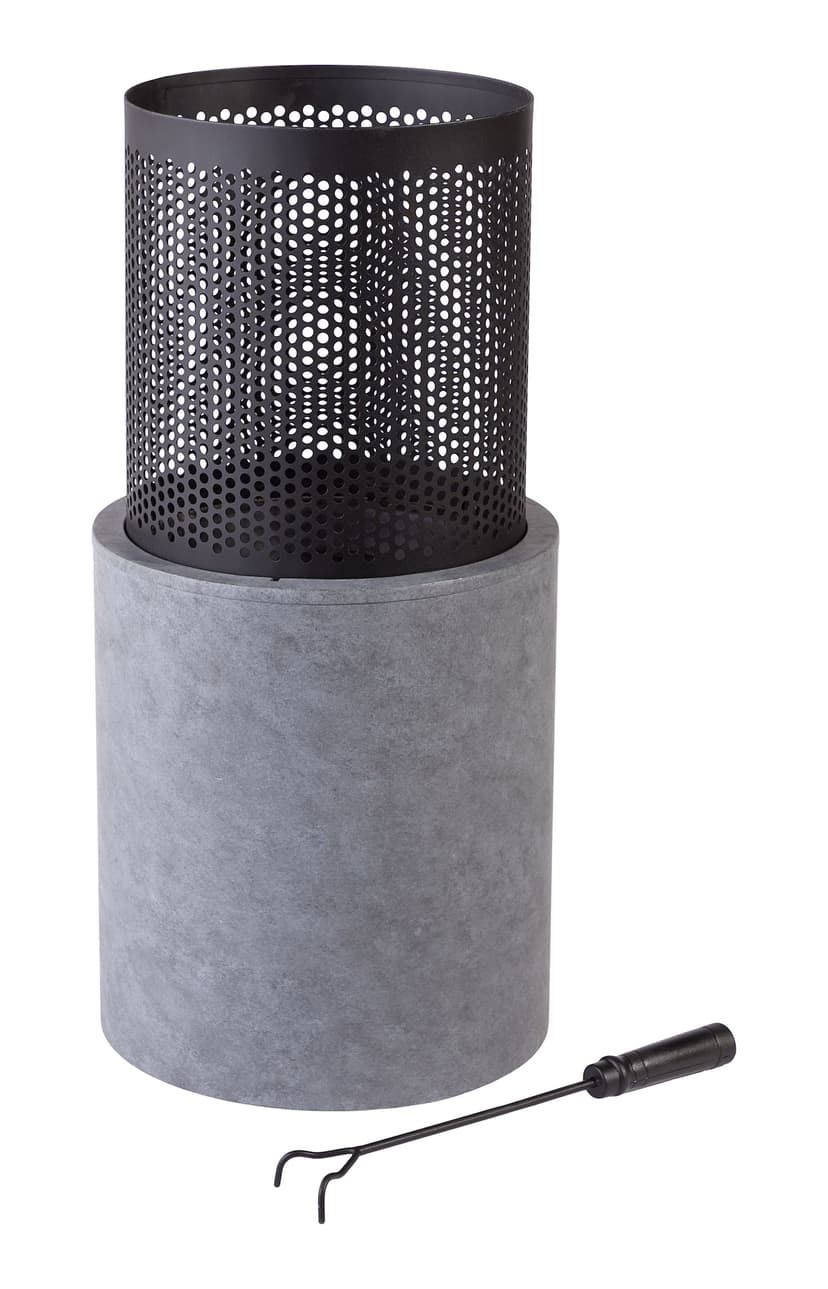 For Living Wood Burning Faux-Concrete Fire Column, Outdoor Use, 14-in