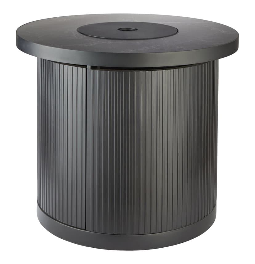 CANVAS Walsh LP Gas Outdoor Fluted Fire Table with Sintered Stone Top, 40,000 BTUs, 30-in, Black