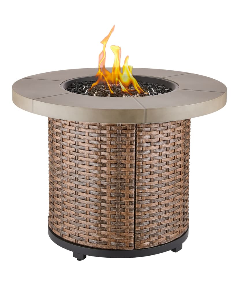 CANVAS Bryce Stainless Steel Round Outdoor Gas Fire Table, 50,000 BTUs, 32-in
