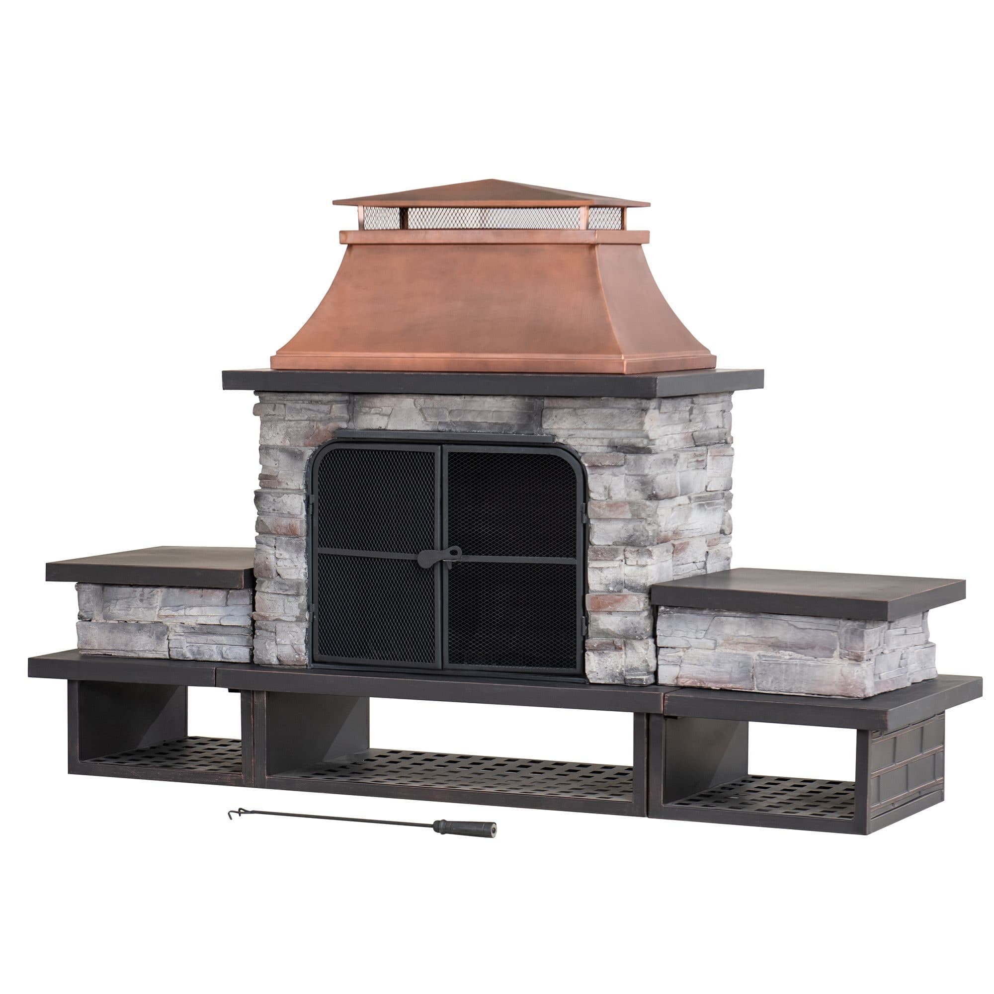 Sunjoy Bel Aire Outdoor Wood Burning Fireplace, Copper