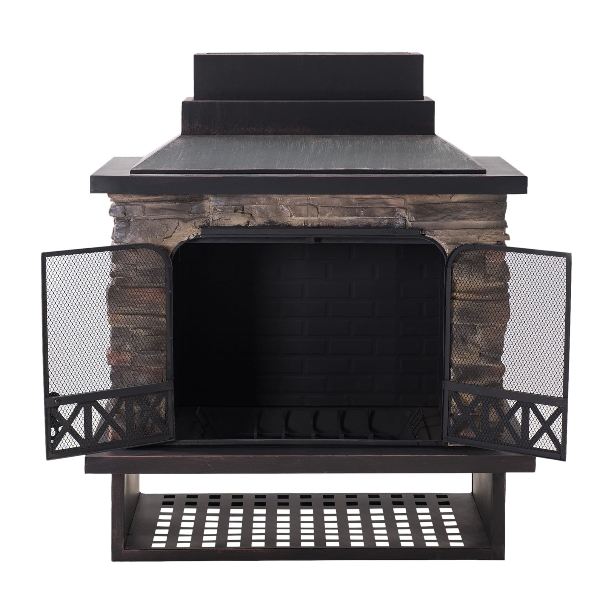 Sunjoy Farmington Outdoor Wood Burning Fireplace