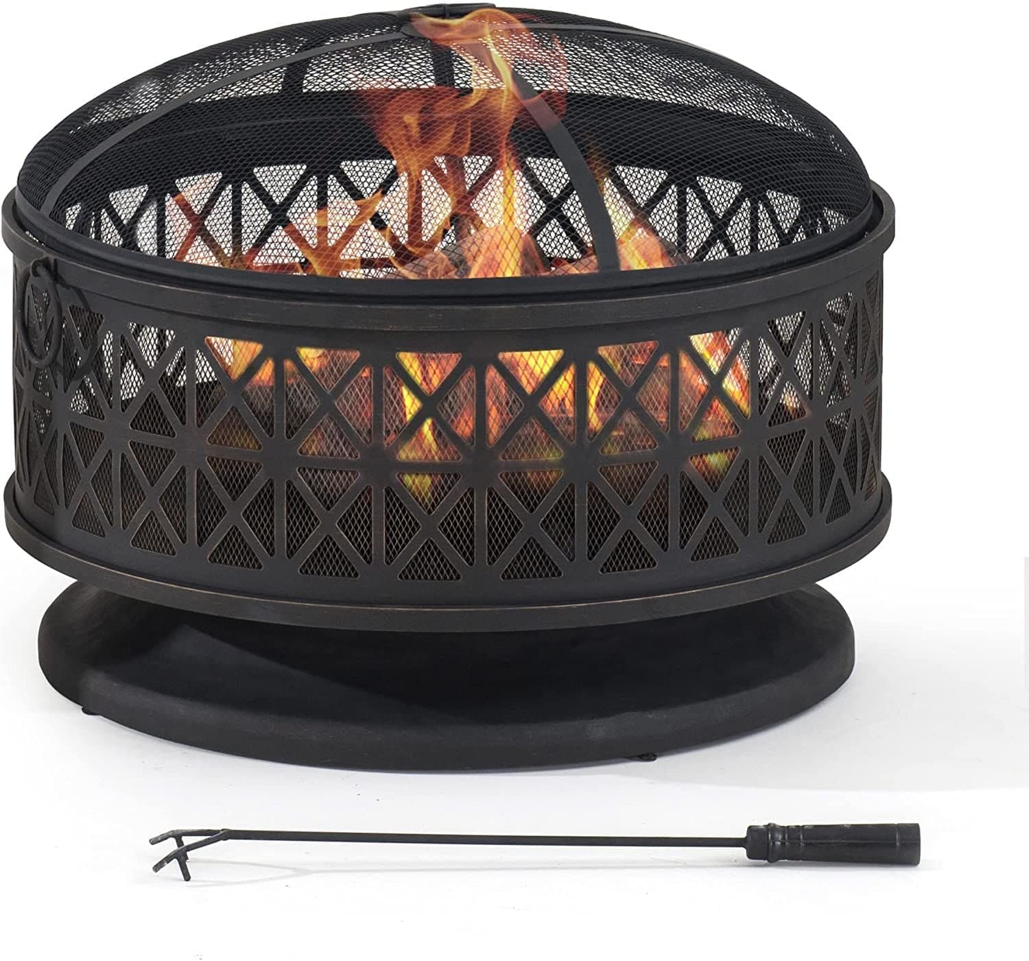 Sunjoy 30" Parker Round Wood Burning Firepit, Black