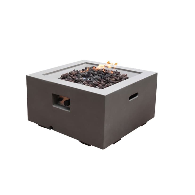 Modeno Ridgefield Propane Fueled Outdoor Fire Table with PVC Cover, 40,000 BTUs, Square, Grey
