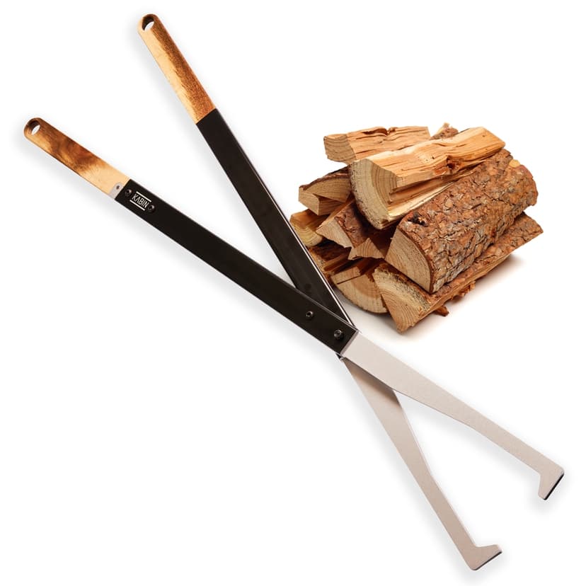 KABIN Precision Log Grabber Fire Tongs, Black