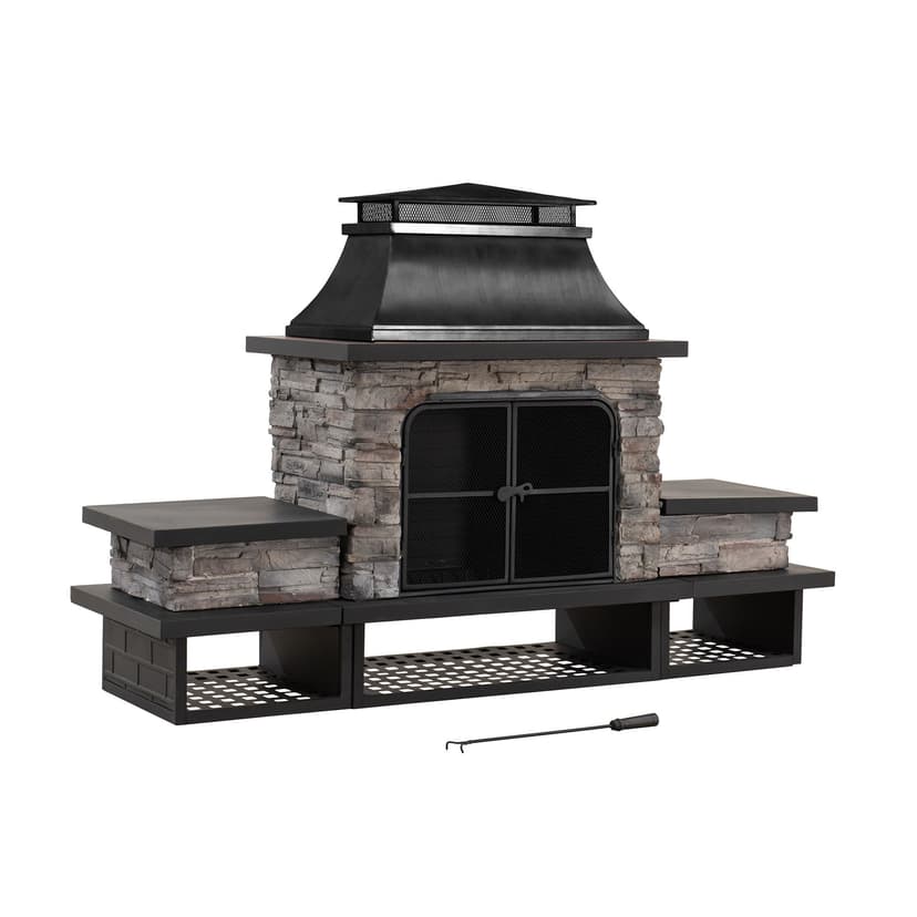 Sunjoy Bel Aire Outdoor Wood Burning Fireplace, Black