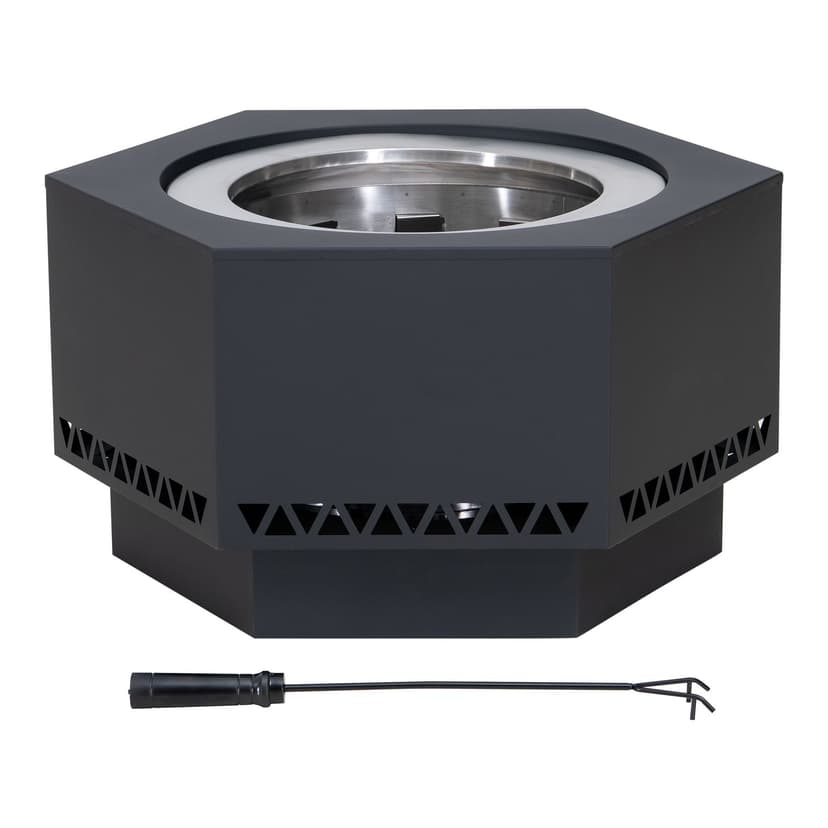 Sunjoy Hexagonal Low Smoke Firepit, Triangle Pattern, 28-in
