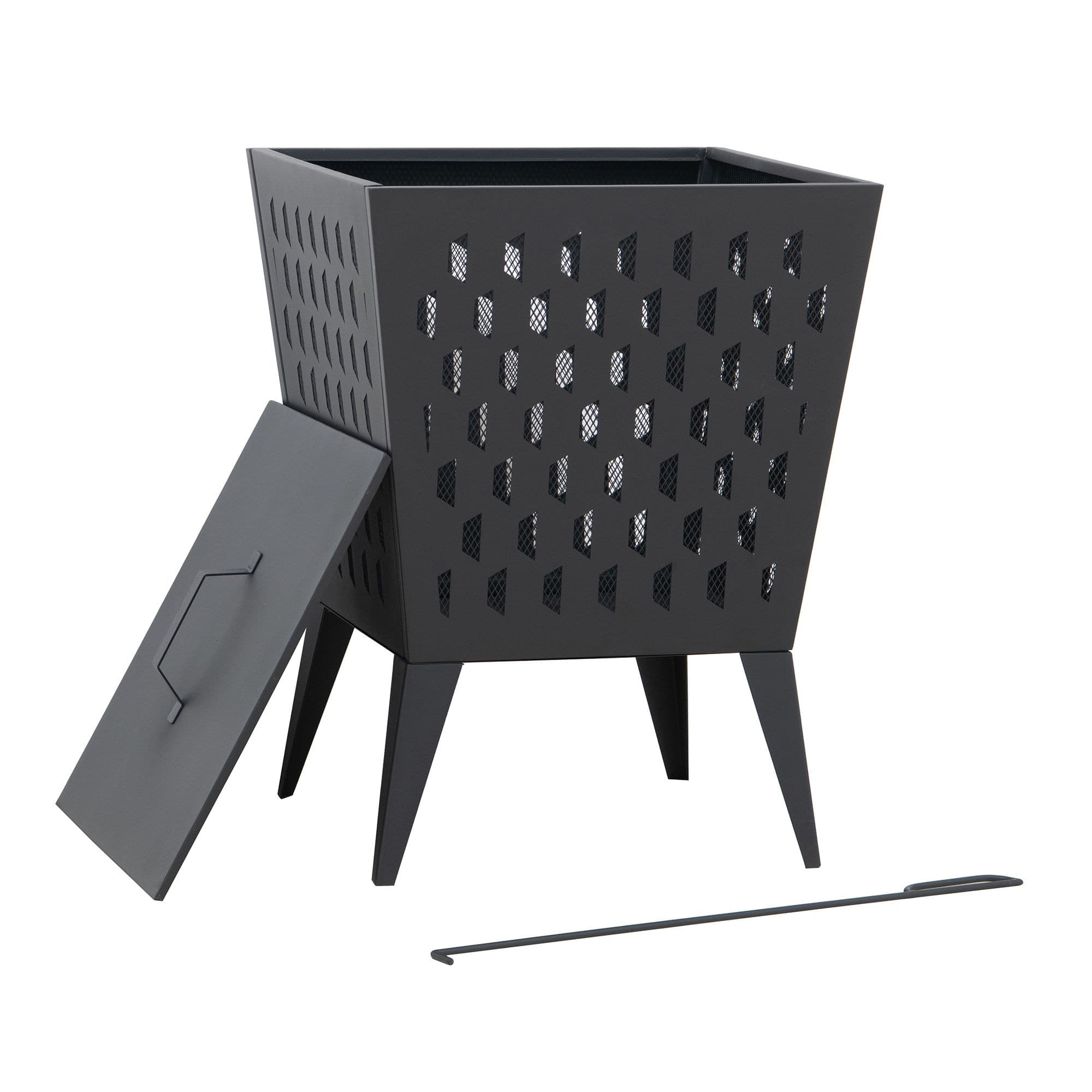 Sunjoy Steel Fire Pit with Cover, 18-in