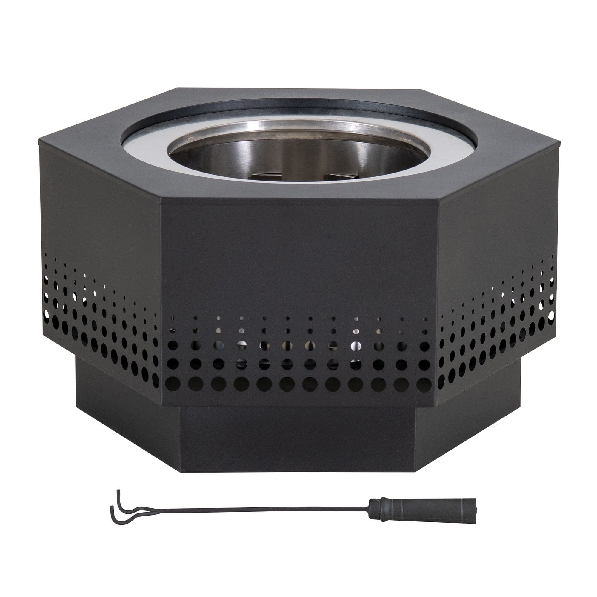 Sunjoy Hexagonal Low Smoke Firepit, Dot Pattern, 28-in