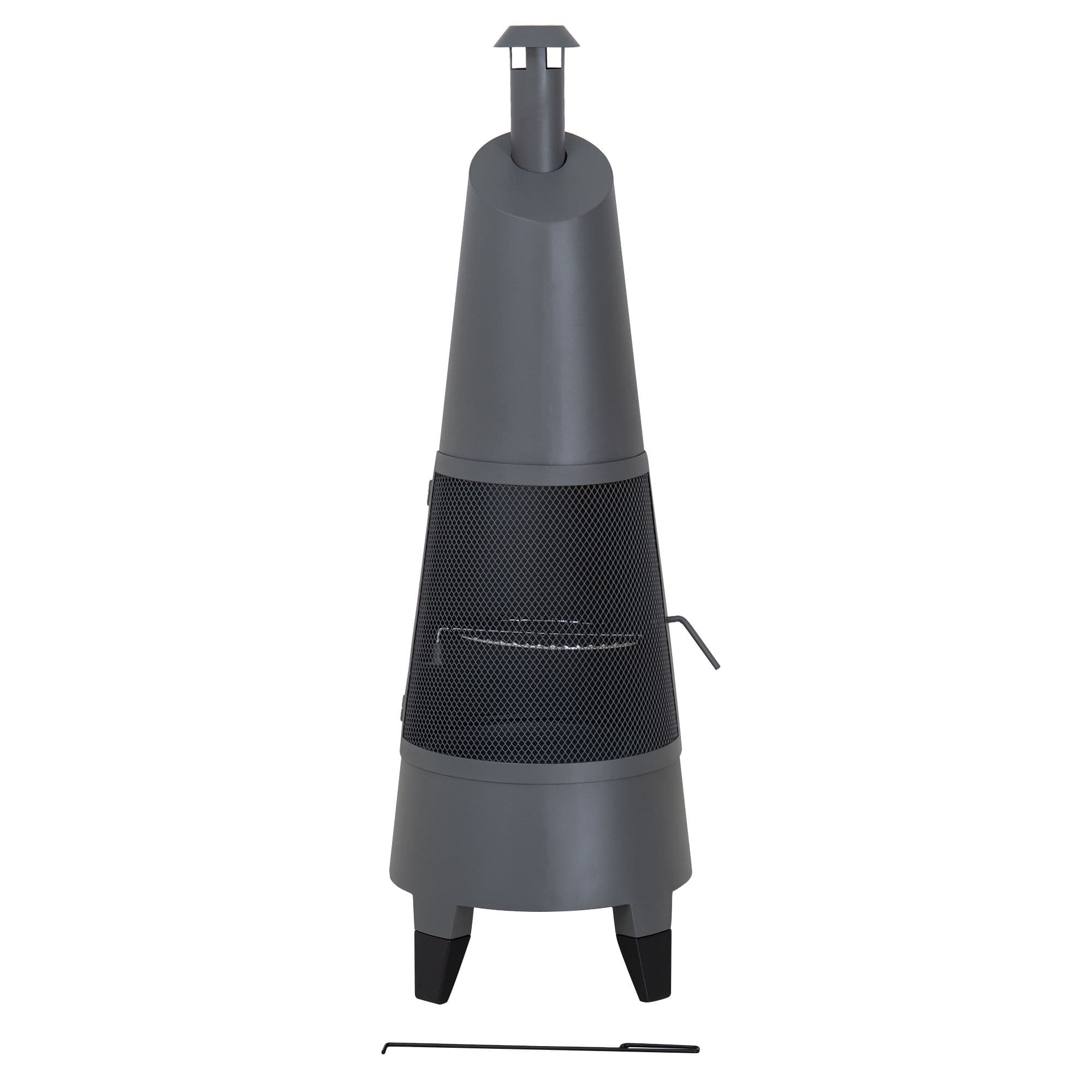 Sunjoy Raleigh Chiminea Fireplace with PVC Cover, Grey