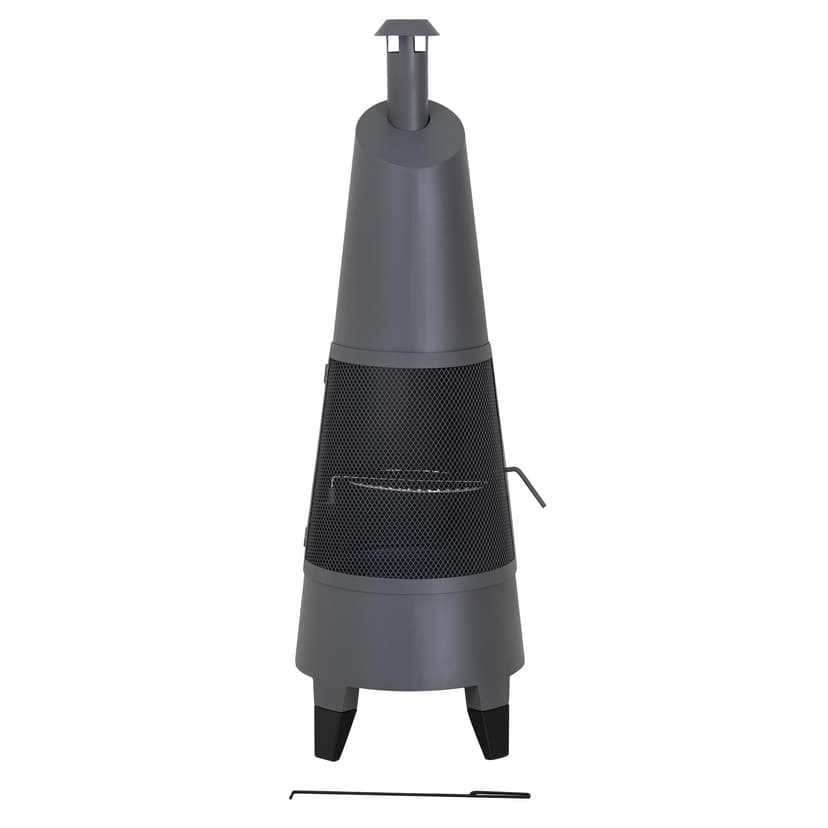 Sunjoy Raleigh Chiminea Fireplace with PVC Cover, Grey
