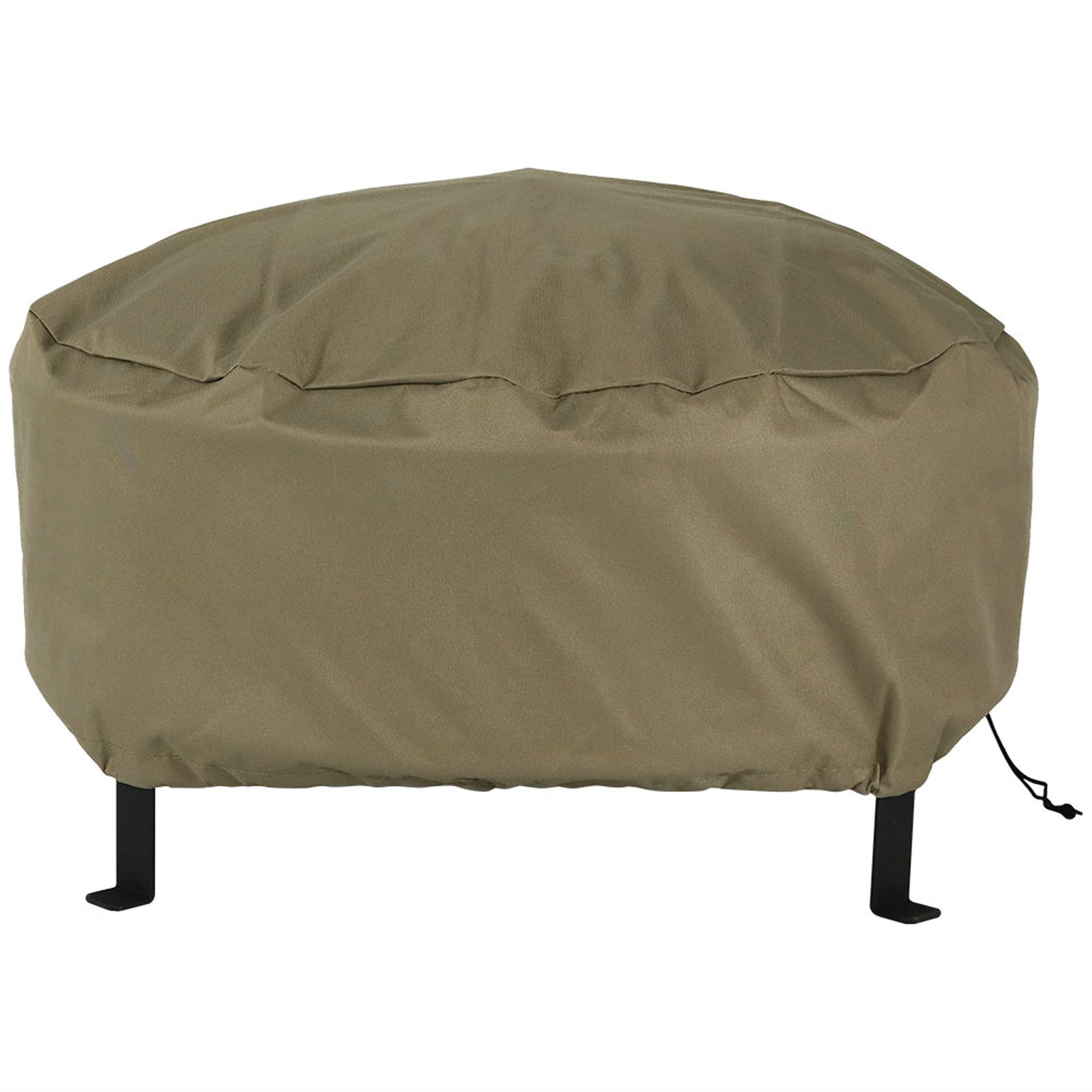Sunnydaze Decor Round Fire Pit Cover, Khaki, 36-in