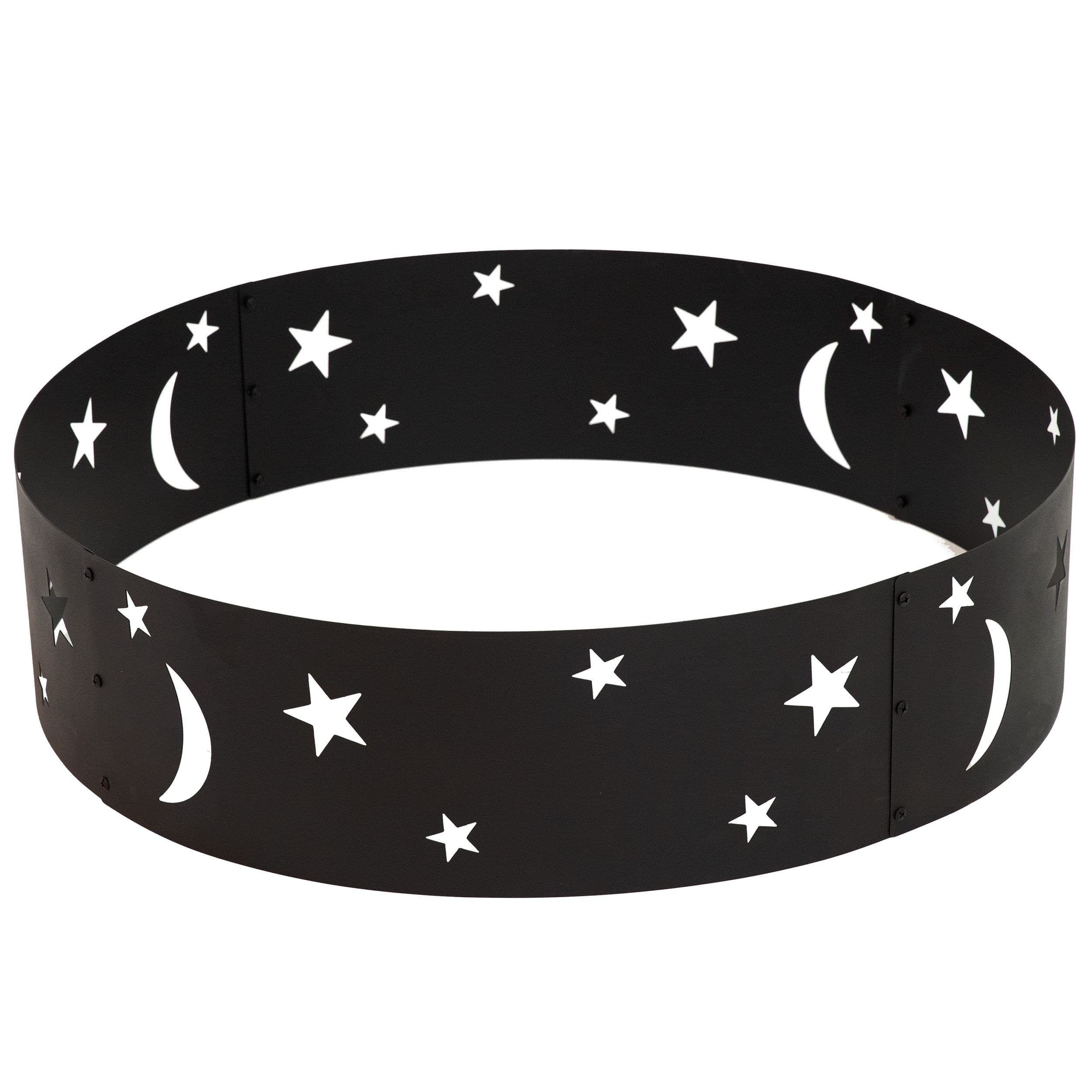 Sunnydaze Decor Stars and Moons Metal Campfire Ring, 36-in